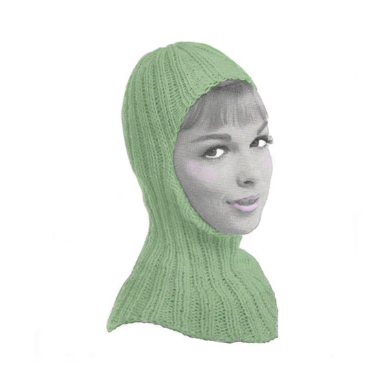 PDF Vintage Knitting Pattern Womens 1950s Helmet Hood Hat Etsy Canada