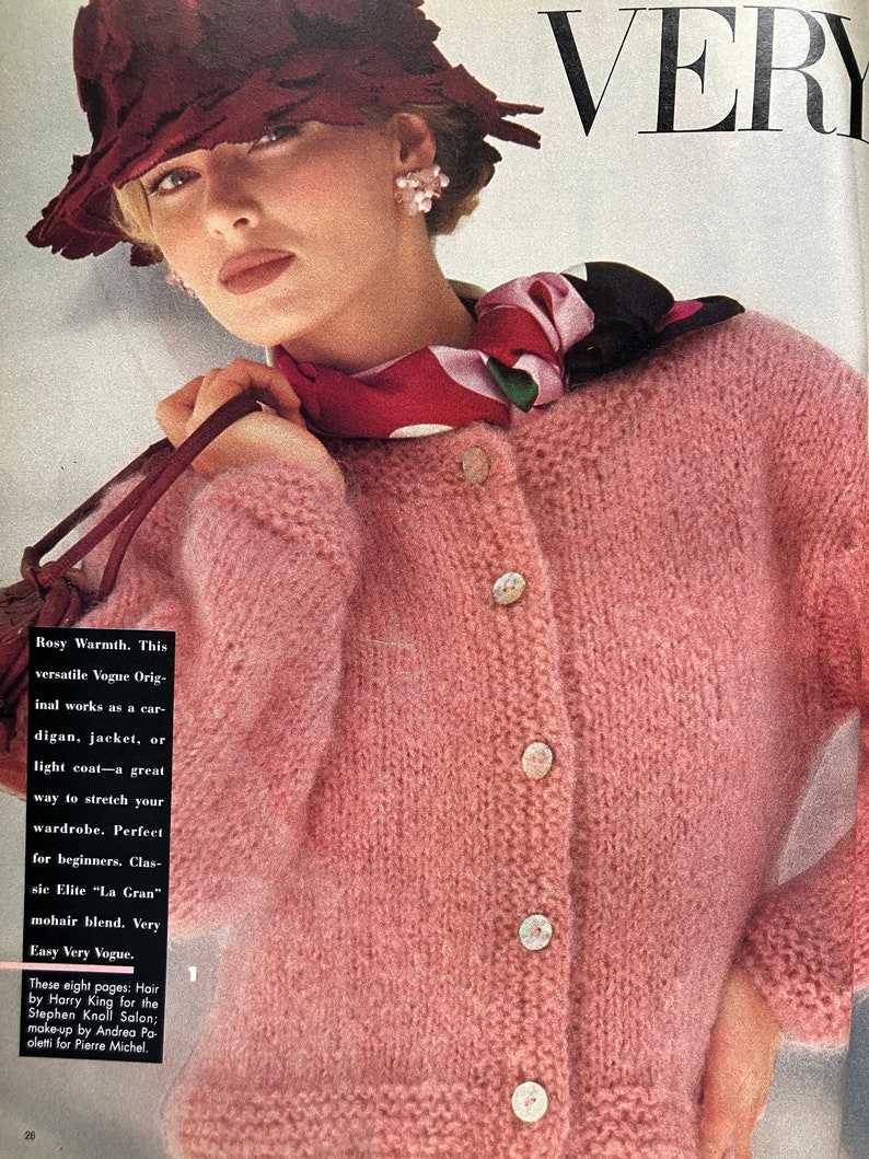 Vintage 90s Vogue Knitting Magazine Winter 92/93 Witty Kids, Nifty Gifts, Hats to Go, Designer Knits, Very Easy Very Vogue Knitting Patterns image 3