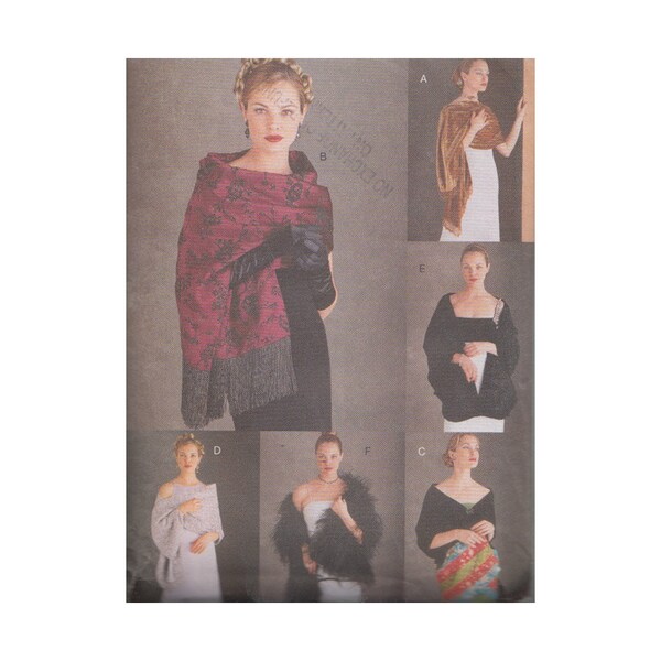 90s Evening Wraps and Shawls in 6 Styles Vogue 9892 One Size Fits All Uncut Vintage Accessories Sewing Pattern