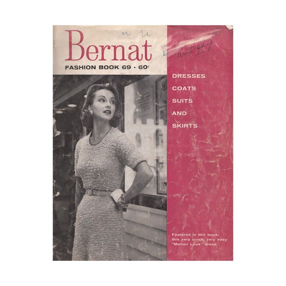 Vintage 50s Knitting Patterns Bernat Fashion Book 69 Patterns And Instructions For Womens Dresses Coats Suits And Skirts Size 12 14 16 18
