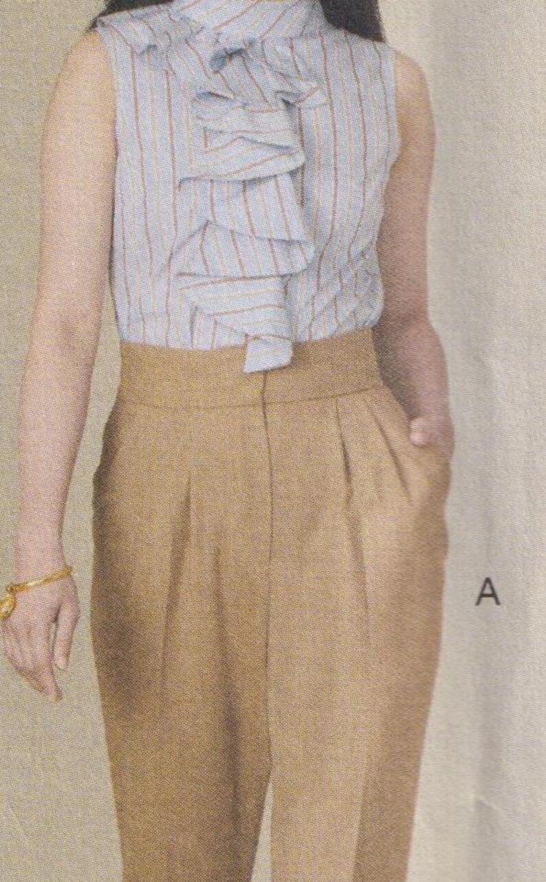 Pattern V1829 Vogue 1829 Easy to Sew High Waist Pants With Pleats Size 8 10 12 14 16 ...