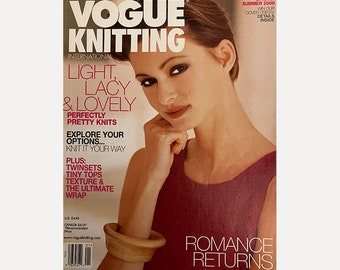 Vintage Vogue Knitting Magazine Spring Summer 2000 Romance Returns / Light Lacy and Lovely Pretty Knits + More Knitting Patterns