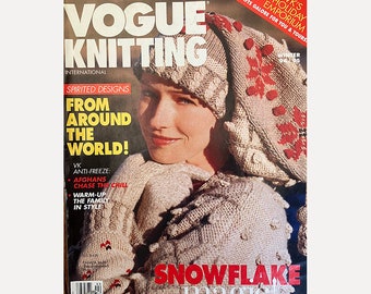 Vintage 90s Vogue Knitting Pattern Magazine Winter 94/95 Designer Knits, Snowflake Designs, Scandinavian Knits Vintage Knitting Patterns