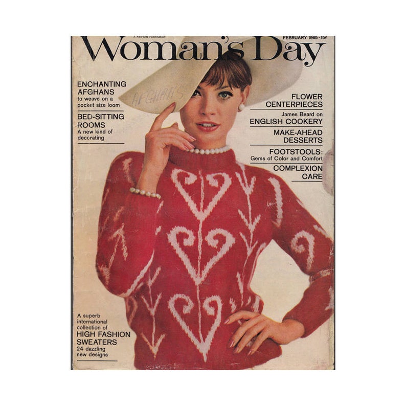 1960s Womans Day Magazine Feb 1965 Issue Home Features Decor And Gardening Tips Afghans To Weave Desserts And More - 