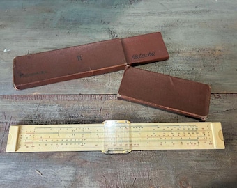 Regla de cálculo logarítmica vintage Meissner K.G.: instrumento científico antiguo, calculadora de ingeniería, objeto de decoración industrial coleccionable