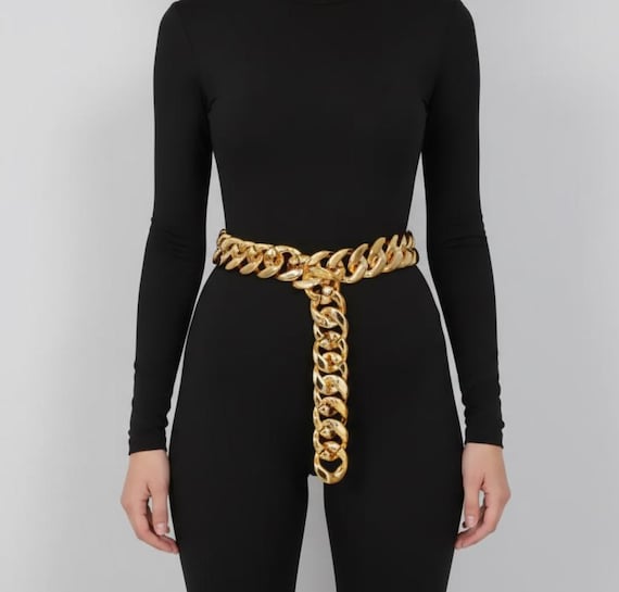 20mm Wide Chain Belt with Metal Clasp Closure - Medium-Large Amazon.com: Women Fashion Belt Hip Waist Metal Chunky Chain  main image 4
