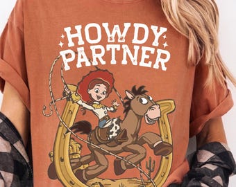Comfort Colors Disney Pixar Toy Story 5 Jessie Bullseye Howdy Partner Shirt, Disney Western Cowgirl Music Tee, Disney World Disneyland Trip
