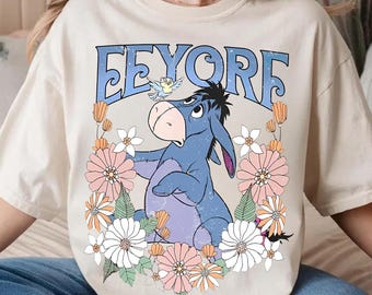 Retro Disney Eeyore Png, Eeyore Winnie The Pooh Png, Eeyore Blumen Png, lustiges magisches Königreich Png, Disney Familienausflug, digitale Datei-Download