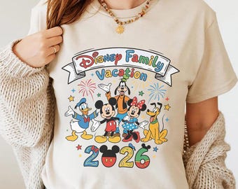 Disney Familienurlaub 2026 SVG PNG | Magisches Königreich Reise Shirt Design | Mickey Freunde Sublimations Clipart | Passendes Gruppe T-Shirt DIY