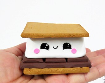 Kawaii S'more - Polymer Clay S'more - KEEPSAKE S'more Cake Topper - S'more Sculpture