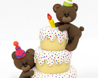 Teddy Bear Birthday Polymer Clay Keepsake Topper