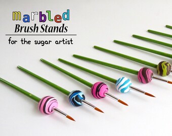 Marbled Brush Stands For Cake & Sugar Artists HANDMADE