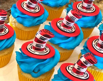 Cat With A Hat Cupcake Toppers
