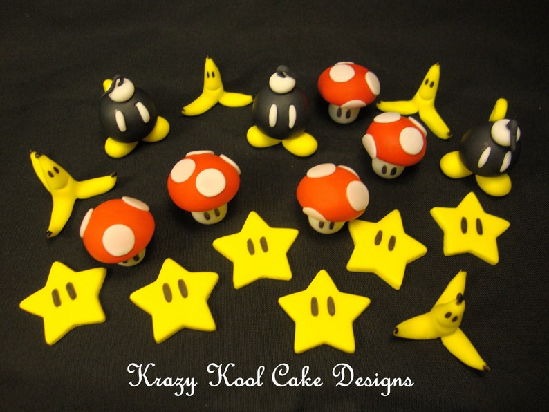 Bombs Stars Mushrooms Cake Toppers From Brothers Mario image 1