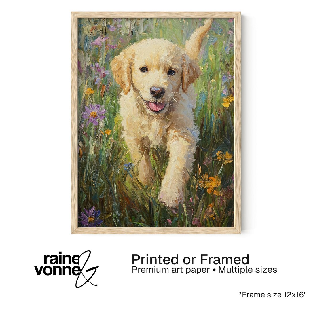 Golden Retriever Puppy Wall Art – Dog Lover Decor Printed or Framed - Etsy