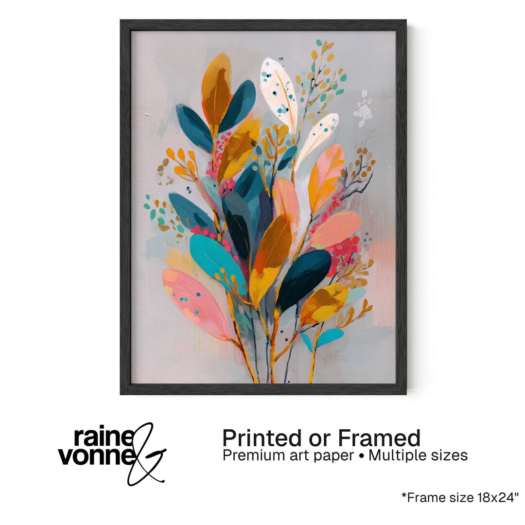 Abstract Botanical Wall Art – Modern Floral Leaf Art Print - Etsy