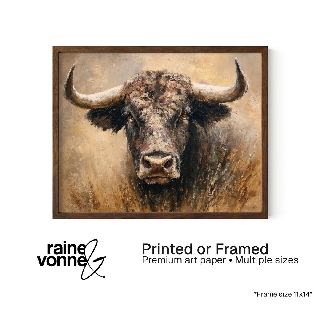 Rustic Bull Bull Portrait Wall Art – Rustic Farm Animal Statement Artwork - Etsy