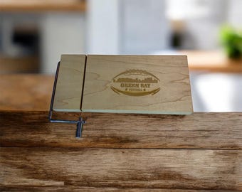 Green Bay Football Engraved Maple Cheese Slicer Board (7.5x12.5")