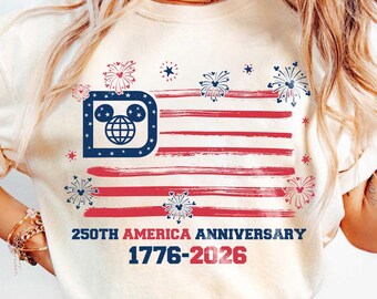 Retro Disney World Mickey Amerikanische Flaggen-T-Shirt, USA 250