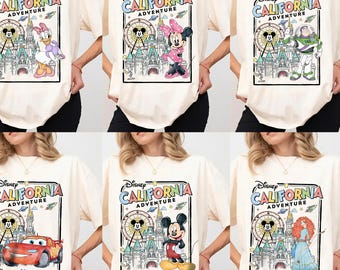 Vintage personalisierte Disneyland California Adventure Shirt, Mickey & Friends Prinzessin Baymax Toy Story Tee, Familienausflug