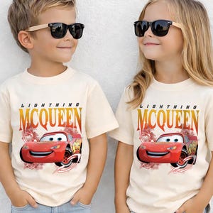 Vintage Disney Bilar Barntröja, Blixten McQueen, Tow Mater Ungdomströja, Kolvkoppströja bild 1