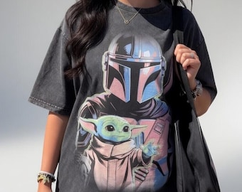 Mandalorianisches Grogu Shirt, Bab Yoda T-Shirt, Star Wars This Is The Way Tee, Disneyland Familienausflug, 90er Jahre Stil Star Wars