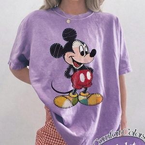 Patchwork Mickey Graphic Tee, Cute Mickey Shirts, Retro Mickey T-shirt, Mickey Lover Gift