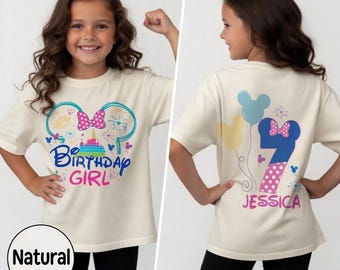 Gepersonaliseerde DN-verjaardagsshirt voor meisjes, Minnie verjaardagsshirt voor meisjes op maat