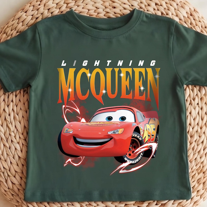 Vintage Disney Bilar Barntröja, Blixten McQueen, Tow Mater Ungdomströja, Kolvkoppströja bild 7