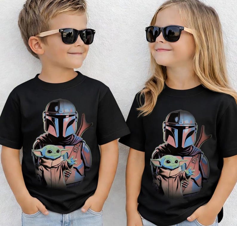 Mandalorian Grogu Shirt, Bab Yoda T-Shirt, Star Wars This Is The Way Tee, Disneyland Family Trip, 90s Style Star Wars image 5