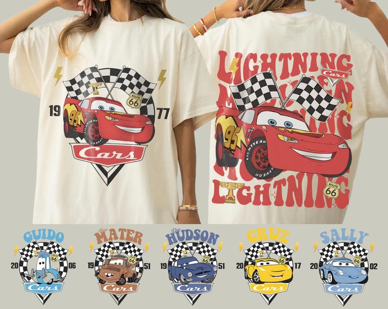 Vintage Custom Disney Cars Shirt, Lightning McQueen Tee, Tow Mater, Pixar Cars Tshirt image 5