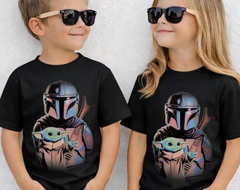 Mandalorian Grogu Kinder Shirt, Baby Yoda Kleinkind, Star Wars This Is The Way Kinder T-Shirt, Disneyland Familienausflug, 90er Jahre Stil Star Wars Jugend Top