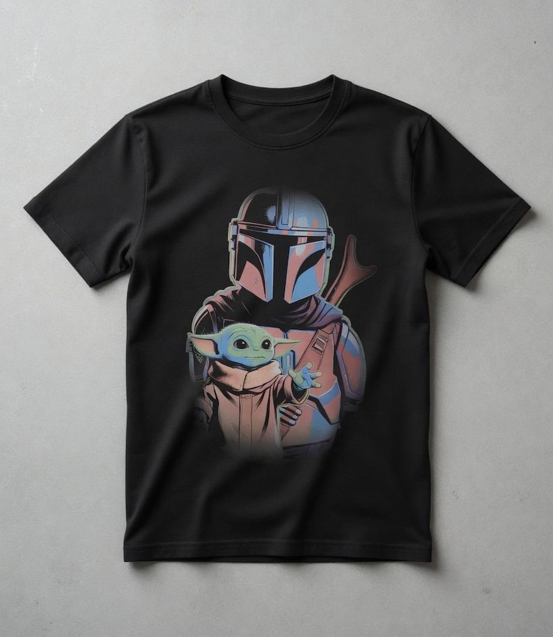 Mandalorian Grogu Shirt, Bab Yoda T-Shirt, Star Wars This Is The Way Tee, Disneyland Family Trip, 90s Style Star Wars image 3