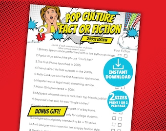 2000s Pop Culture Trivia Game, Y2K Nostalgia Party Activity (Digital Download)