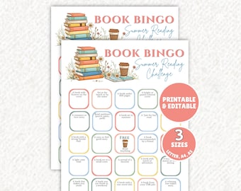 Summer Bookish Bingo Card, Reading Challenge Printable, Book Lover Gift, Book Club Game, Reading Tracker, Book Journal, TBR Planner