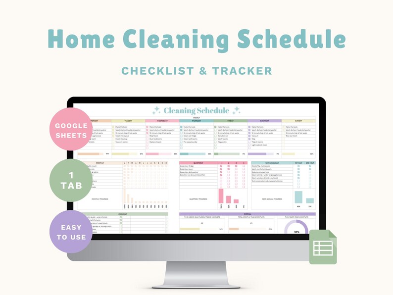 Cleaning Schedule Spreadsheet for Google Sheets | Daily, Weekly ...