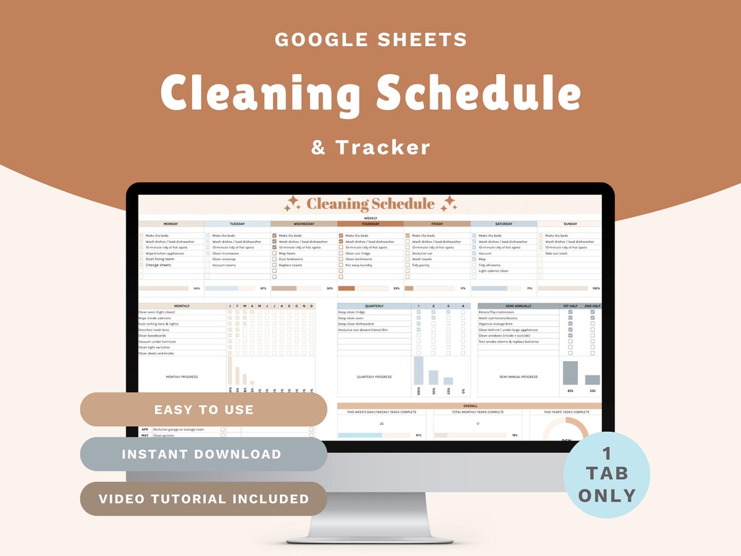Editable Cleaning Schedule & Tracker | Google Sheets Checklist (digital ...