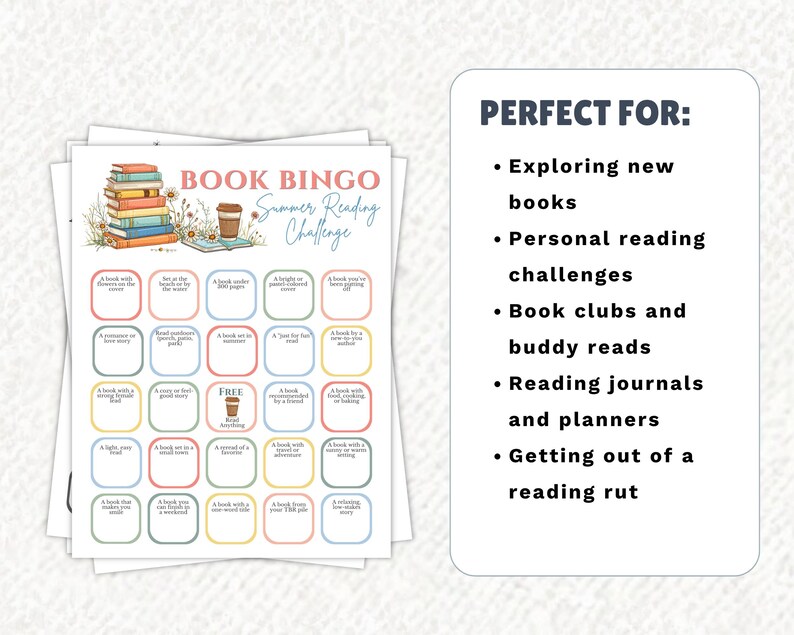 Seasonal Book Bingo Bundle, Printable Reading Challenge Tracker for ...