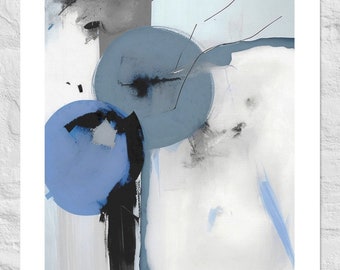 Whispers of Azure: Abstract Art Print Embracing Tranquility in Blue - A Subtle Dance of Form and Void