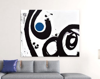 Unified Field | Blue Abstract Painting | Large Wall Art | Black and White | Modern Art | Minimalist Art | Abstract Art | Abstract Art Canvas