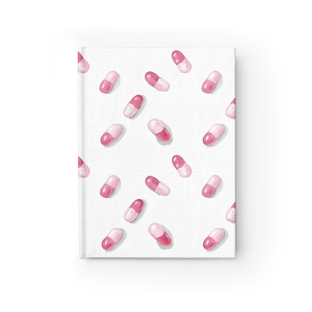 Medication Design Notebook: Pink Capsule Print - Hardcover Lined - Etsy