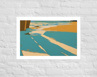 Seaside Sonata: Abstract Expressionist Print - A Harmony of Turquoise Waters and Golden Sands