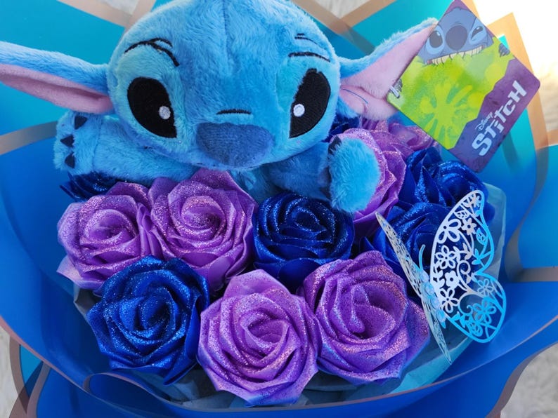 Stitch Eternal Roses Stitch Plush & Glitter Roses, Eternal Rose Bouquet, Handmade From Satin ...