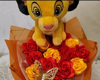 Pluche boeket met eeuwige rozen uit de Leeuwenkoning, verjaardagscadeau, stripboekcadeau, verjaardag, jubileum, afstuderen, Valentijnsdag