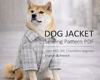 Dog Jacket Sewing Pattern PDF - Printable, Sizes XXS–3XL, English & français, Accessible with basic sewing skills