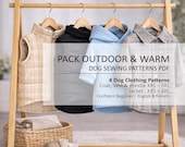 Dog Clothes Sewing Patterns Outdoor & Warm Pack | 4 PDF Patterns | Coat, Vest, Hoodie, Jacket | XXS–3XL–5XL | English and French
