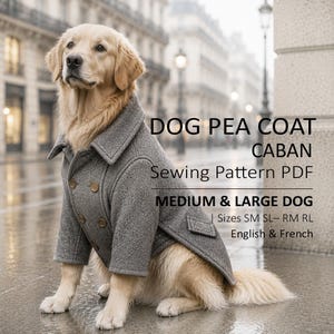 Schnittmuster für einen Hundemantel (PDF) | Mittlere und große Hundemäntel | Größen S-S, L, R, M | Hundejacke zum Selbermachen | Sofort-Download