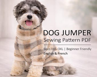 Dog Jumper Sewing Pattern PDF - Printable, Sizes XXS–3XL, Beginner Friendly, English & français