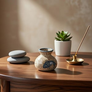 Ceramiczny uchwyt na wykałaczki, japoński karp koi w rustykalnym stylu, stół kuchenny i jadalny