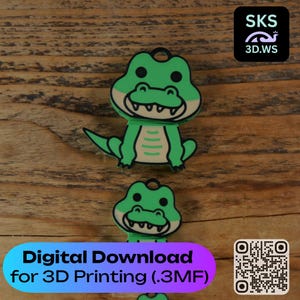 Alligator Wiggle Head Keyring Digital Download .3MF